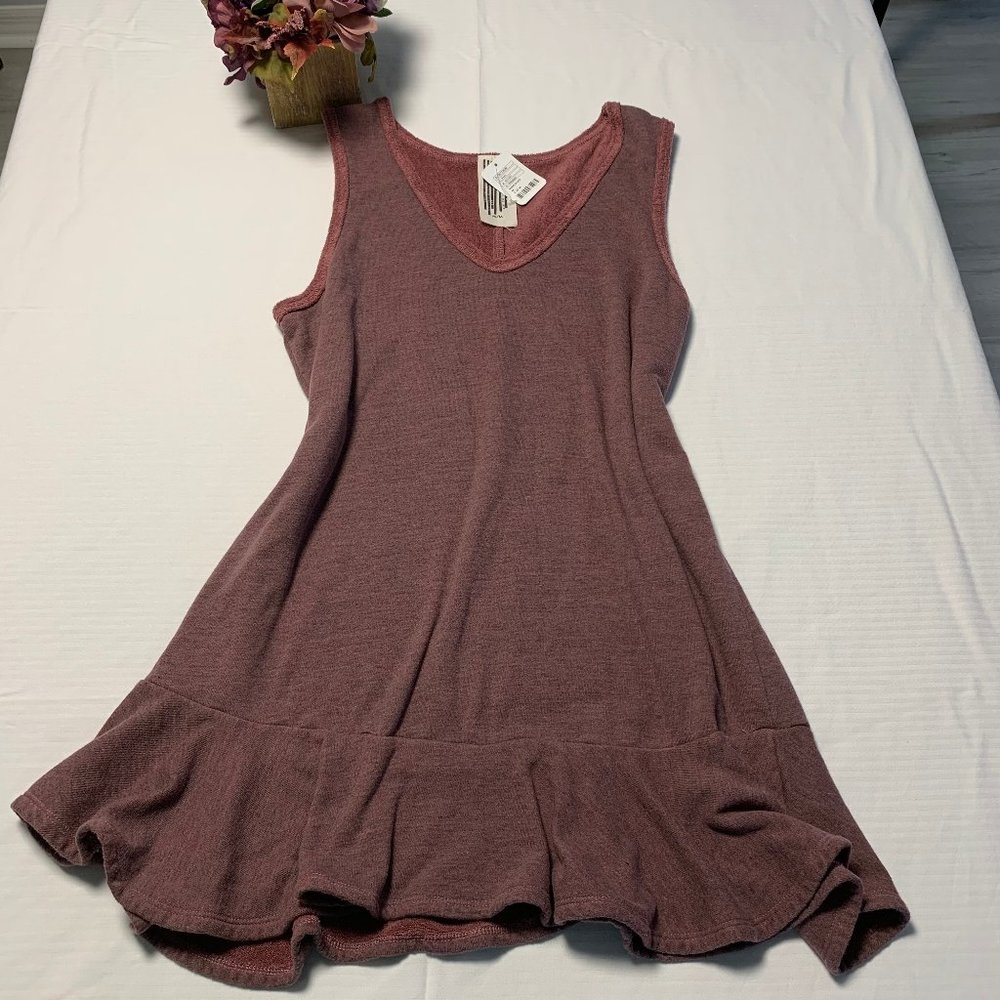 Free People V Neck Terry Cloth Peplum Tank Tunic - Picture 2 of 7